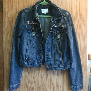 Distressed Jean Jacket with Studs